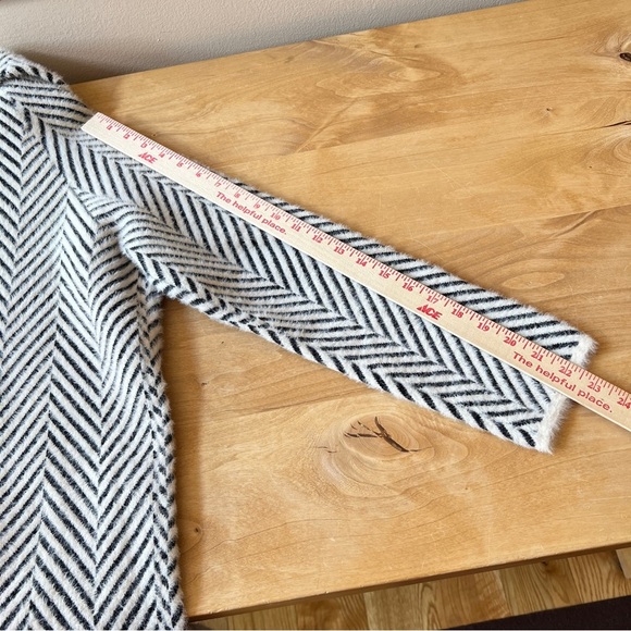 SISTERS COAT S CHEVRON STRIPE RELAXED MID LENGTH SIDE POCKETS FALL LUXURY CHIC - Picture 10 of 12